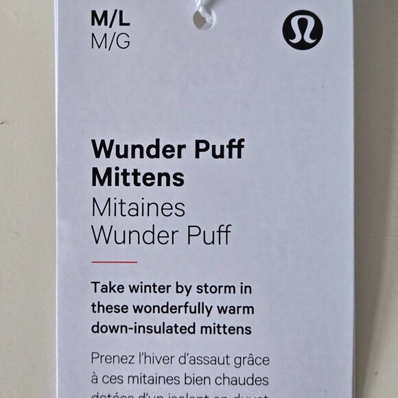 NWT LULULEMON White 600 Fill Goose Down Wunder Puff Mitten Gloves Women XS/S M/L - Picture 11 of 12